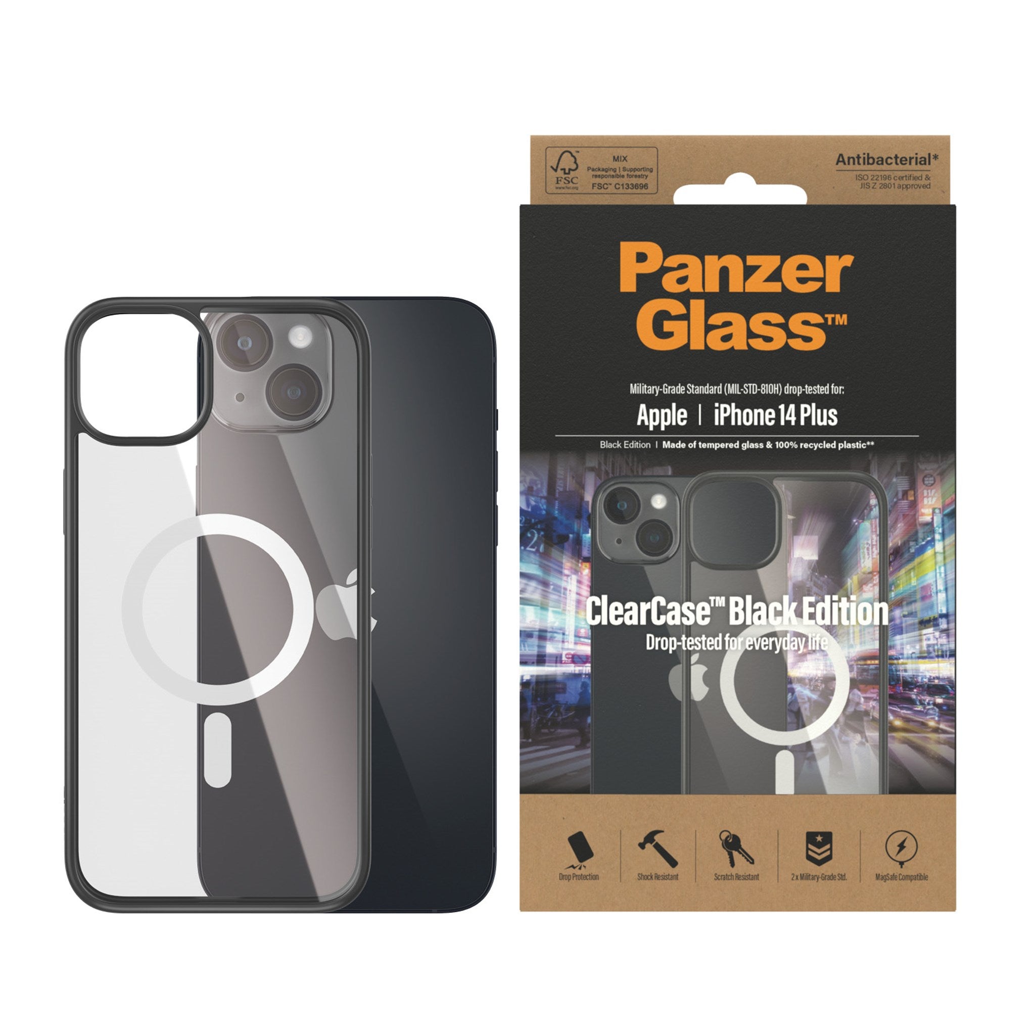 PanzerGlass® ClearCase MagSafe Compatible iPhone 14 Plus | Black